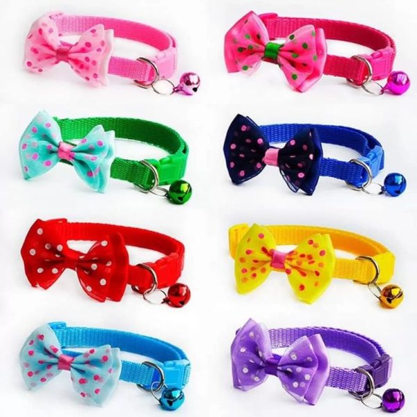 Pet tie Cat Collar Adjustable Dot Prints Doggy Bow